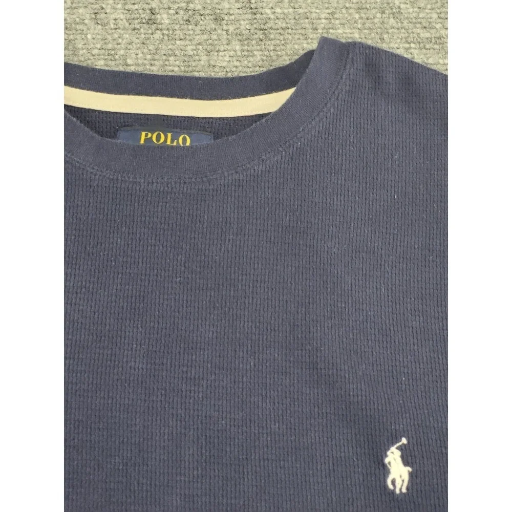 Polo Ralph Lauren Shirt Men's X-Large Blue Waffle Knit Thermal Cotton Blend